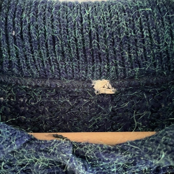 Vintage Knit Sweater/Tunic/dress Polo Stripes Metallic Iridescent purple Teal L - Picture 7 of 12